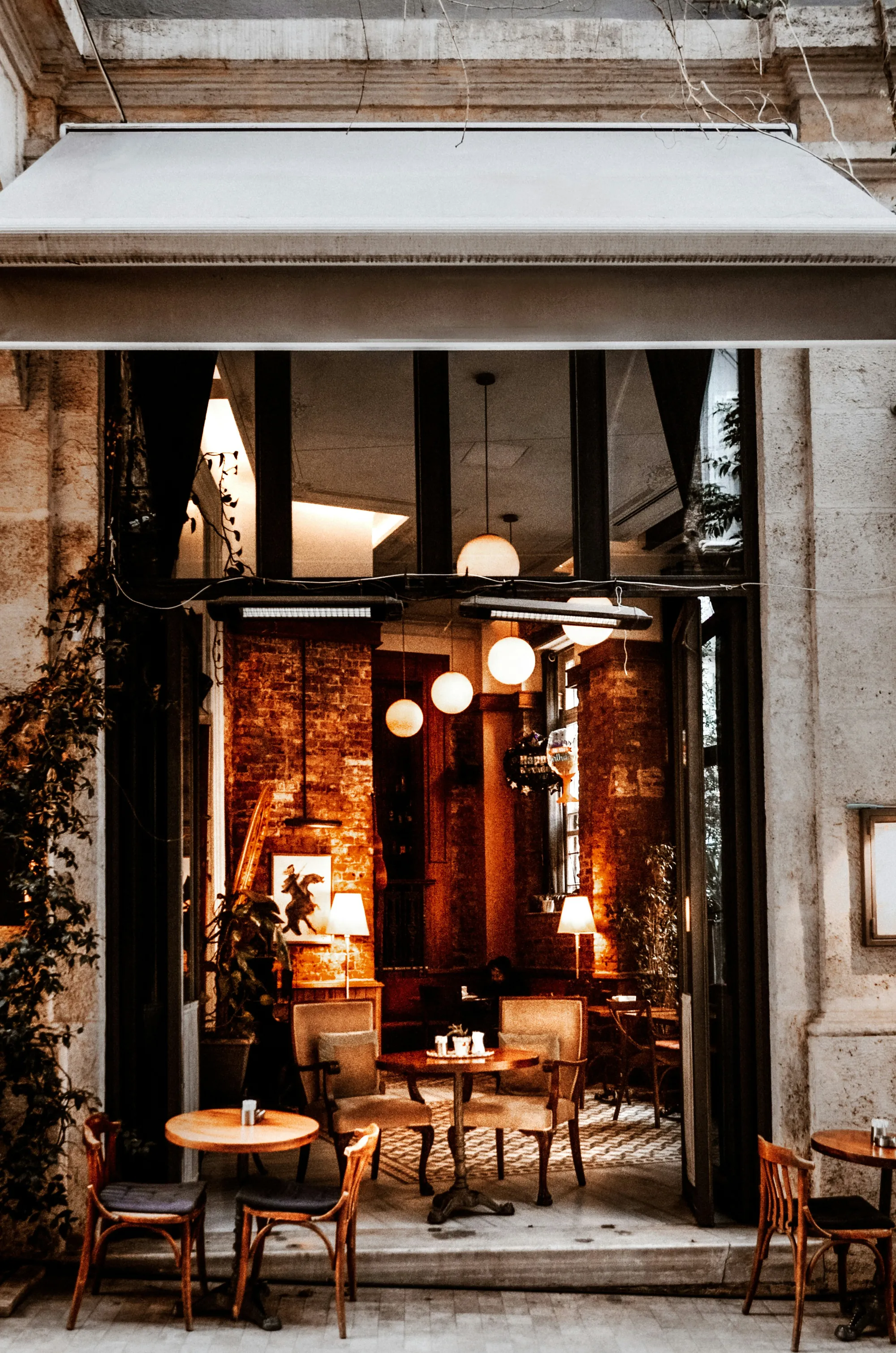 A Parisian bistro in the evening